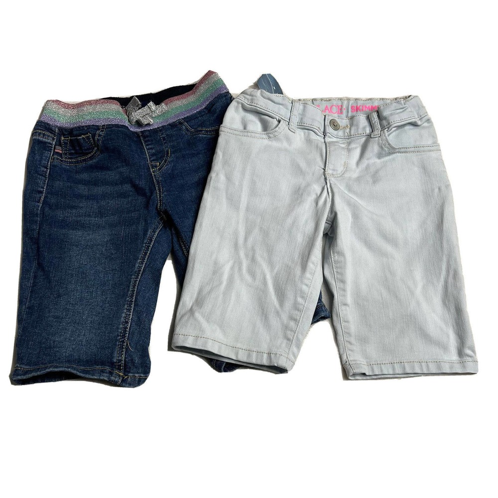 Lot Of 2 Girls Childrens Place/vigoss Bermuda Jeans Shorts Size 6X/7 Blue
